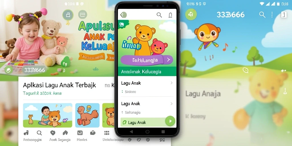 Antarmuka aplikasi 333666 dengan fitur Lagu Anak yang menarik.