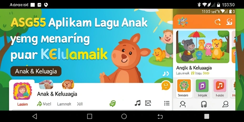 Antarmuka menarik dari aplikasi ASG55 untuk lagu anak.
