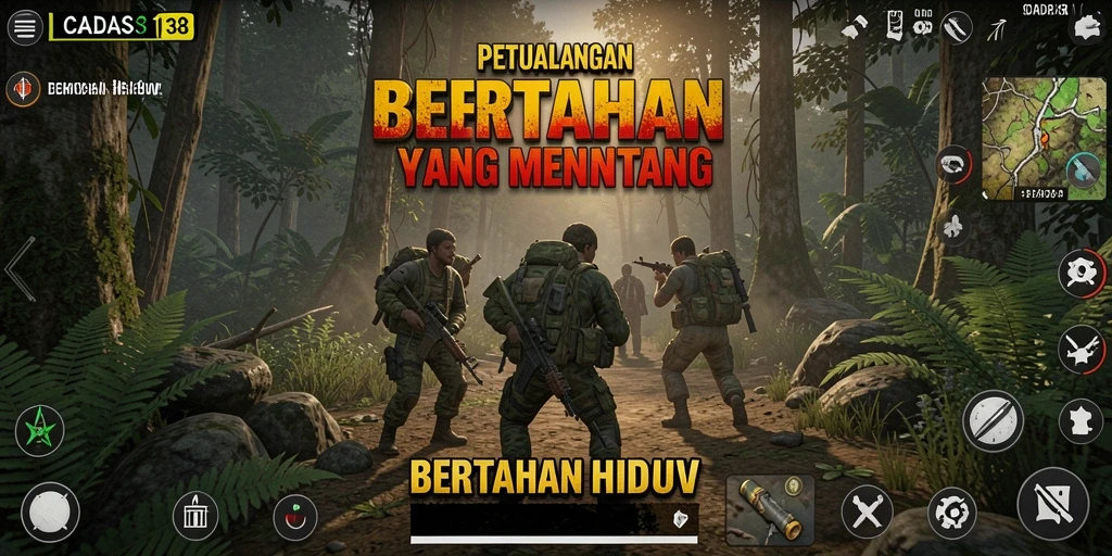 Tampilan antarmuka game Bertahan Hidup yang menarik dan responsif.