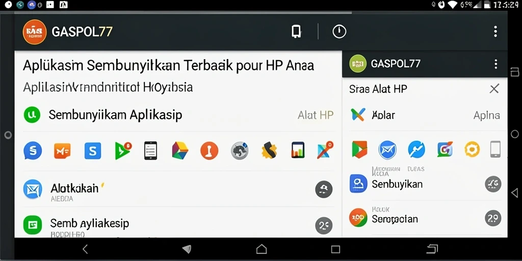 Tampilan antarmuka GASPOL77 untuk menyembunyikan aplikasi dengan mudah.