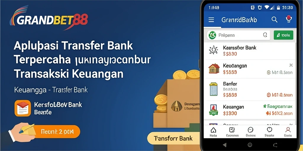 Screenshot aplikasi GRANDBET88 menampilkan antarmuka Transfer Bank yang intuitif.