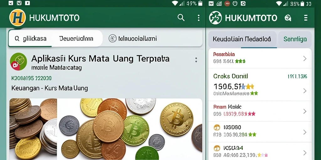 Antarmuka HUKUMTOTO yang menampilkan kurs mata uang.
