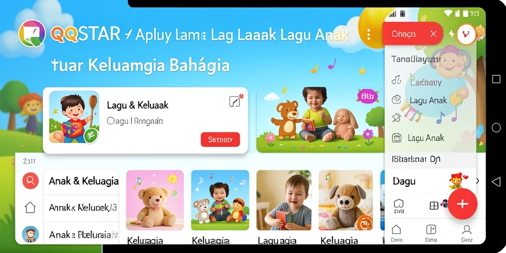 Tampilan antarmuka QQSTAR yang ceria dan ramah anak.