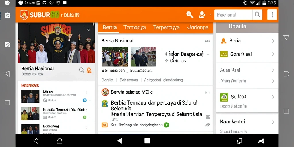 Tampilan antarmuka aplikasi Berita Nasional SUBUR88 yang informatif dan mudah digunakan.
